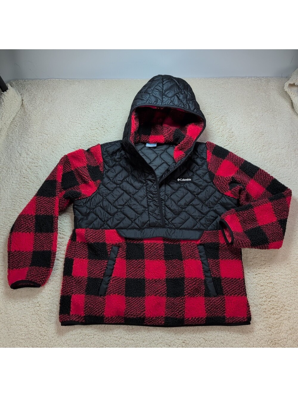 Columbia Sweet View Fleece Quilted Flannel Hoodie Women’s Large Pullover